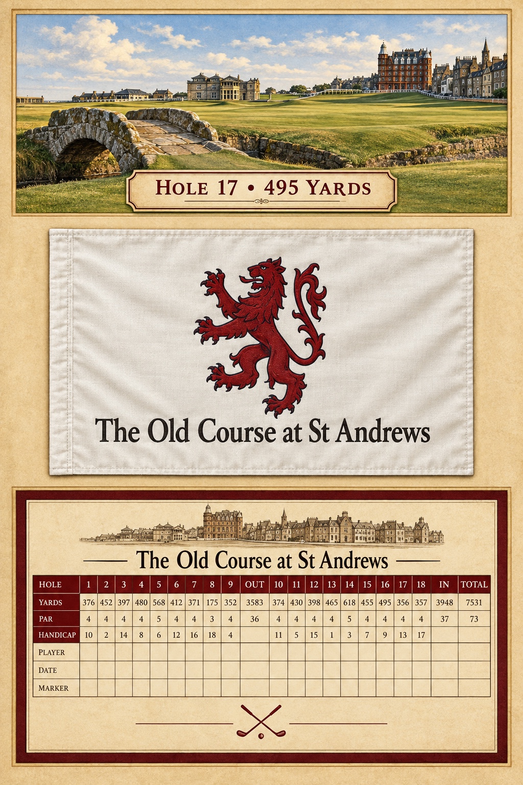 The Old Course at St Andrews metal sign artwork