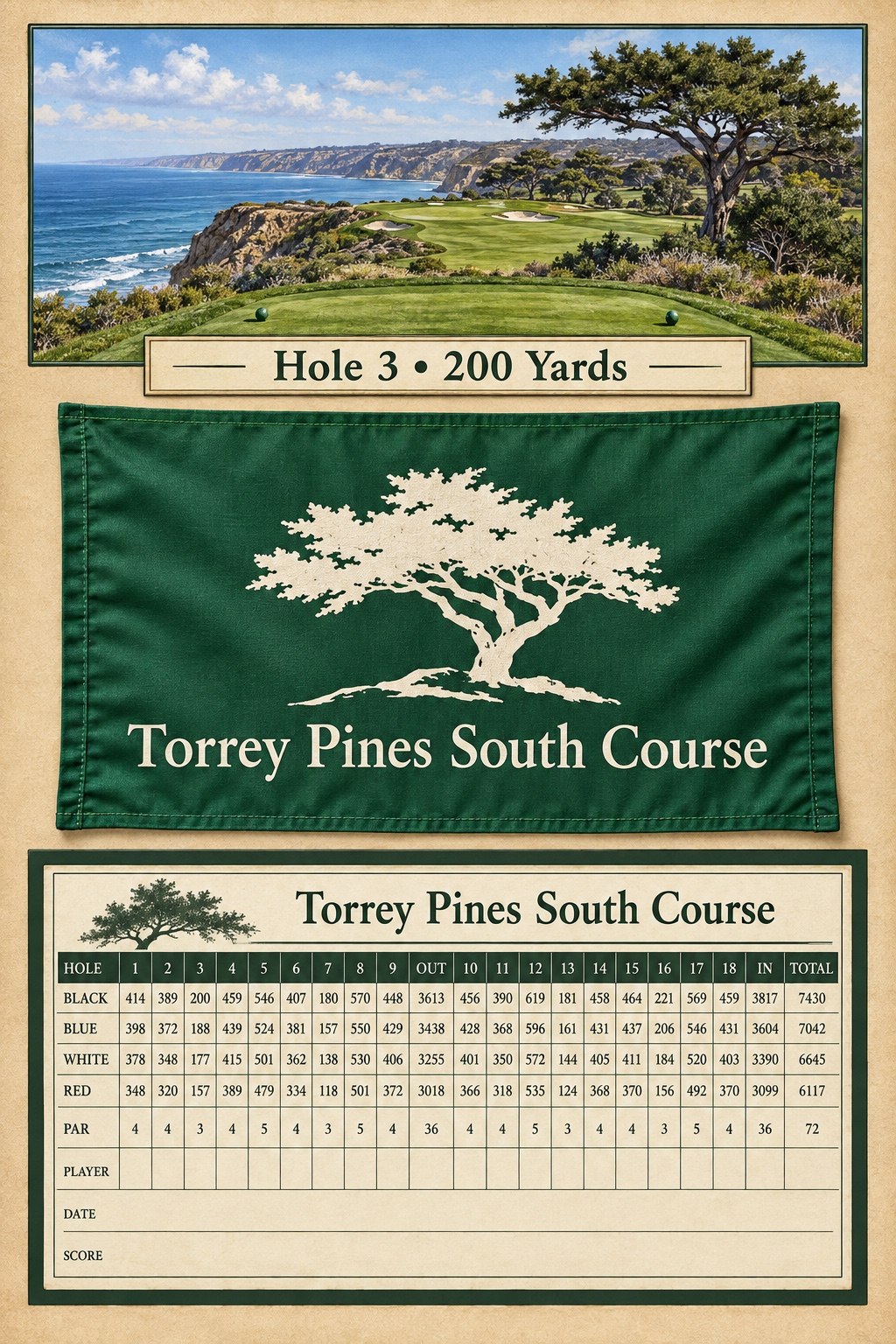 Torrey Pines South Course metal sign artwork
